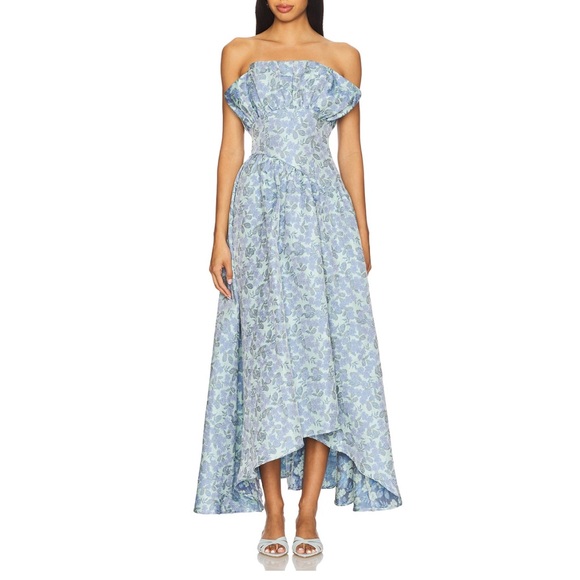 Elliatt Dresses & Skirts - ELLIATT × REVOLVE Jacquard Asymmetric Gown in Blue Floral size XS